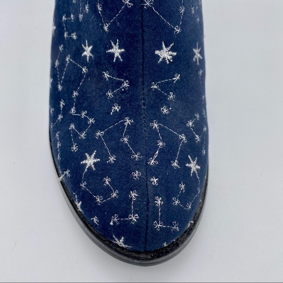 BILLY ELLA Anthro Blue Booties w Silver Embroidered Constellations- Sz 7 - Picture 6 of 13